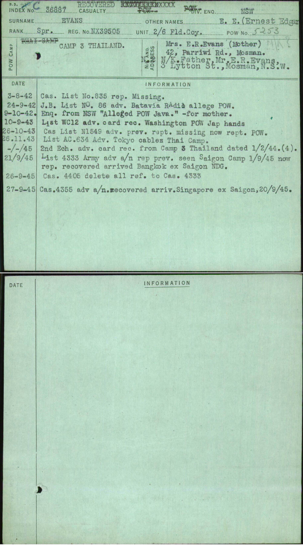 Evans, Ernest Edgar, NX39505