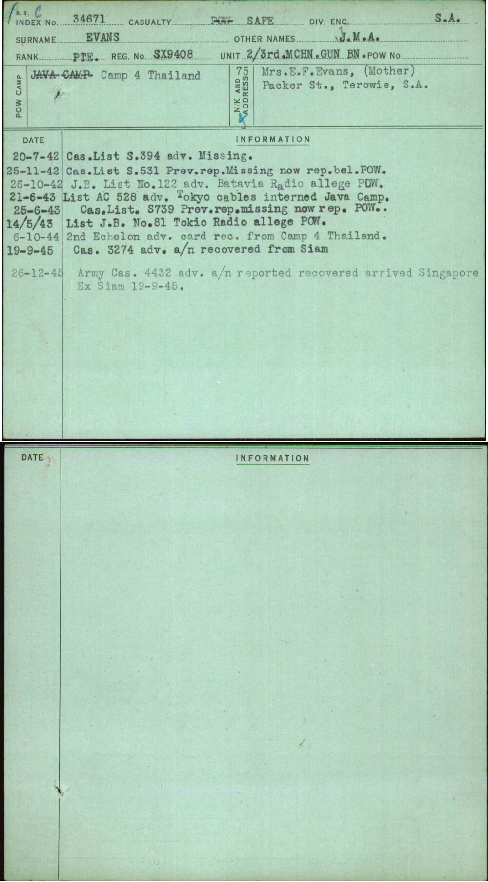 Evans, J M A, SX9408