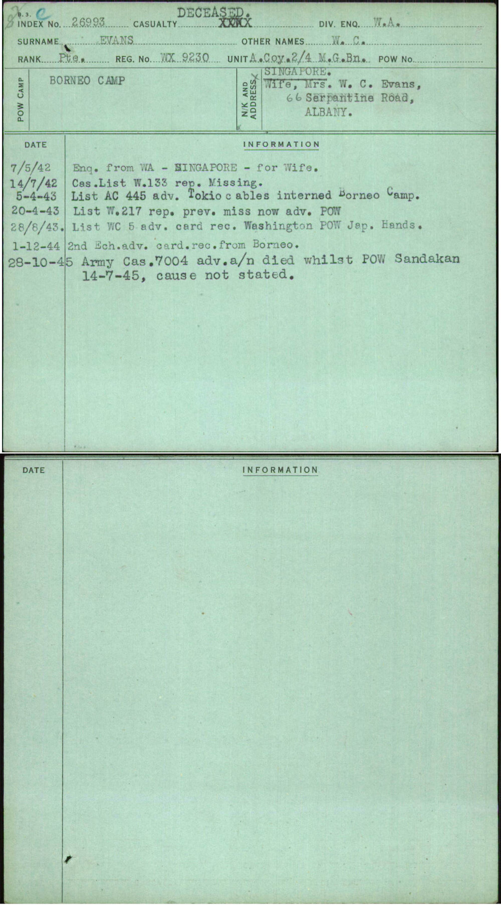 Evans, W C, WX9230