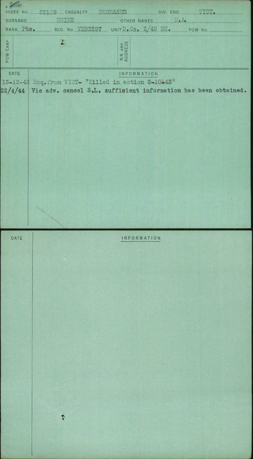 Ewins, M A, VX82297