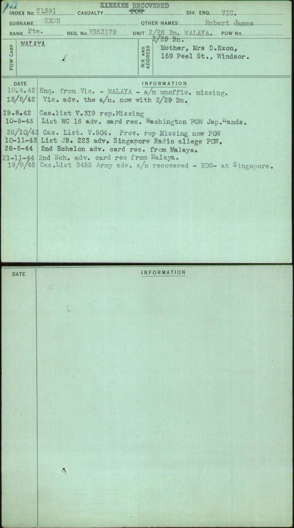 Exon, Robert James, VX62179