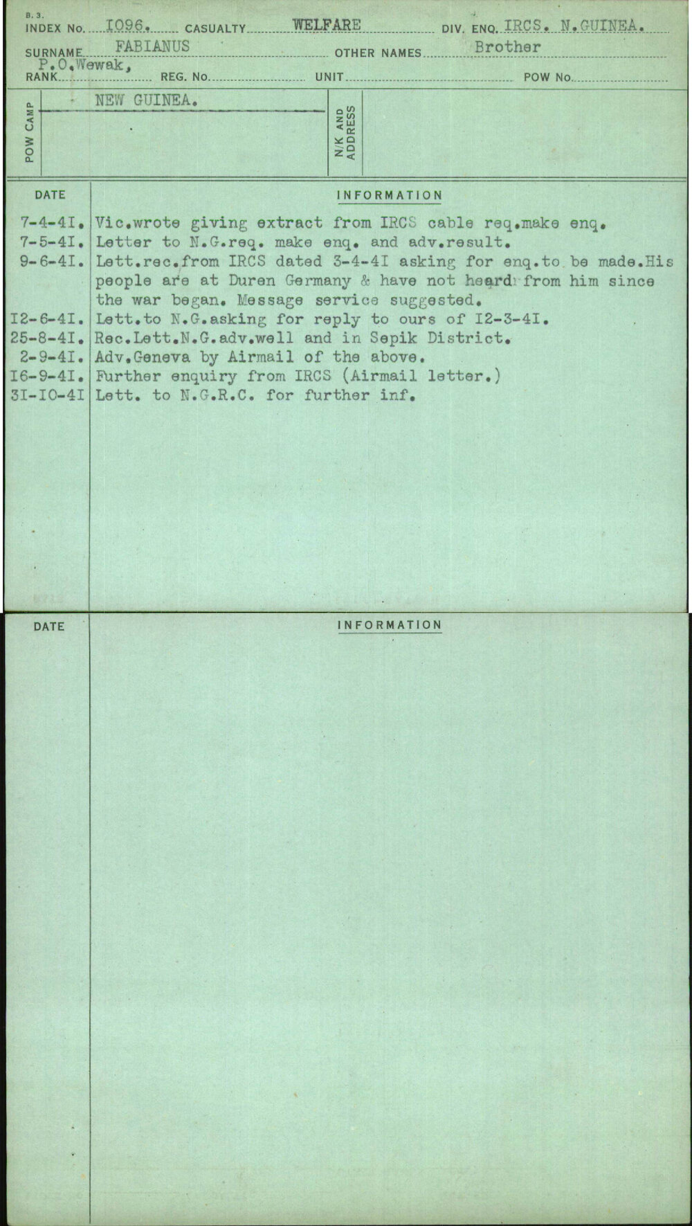 Fabianus, Brother, [No Service Number]