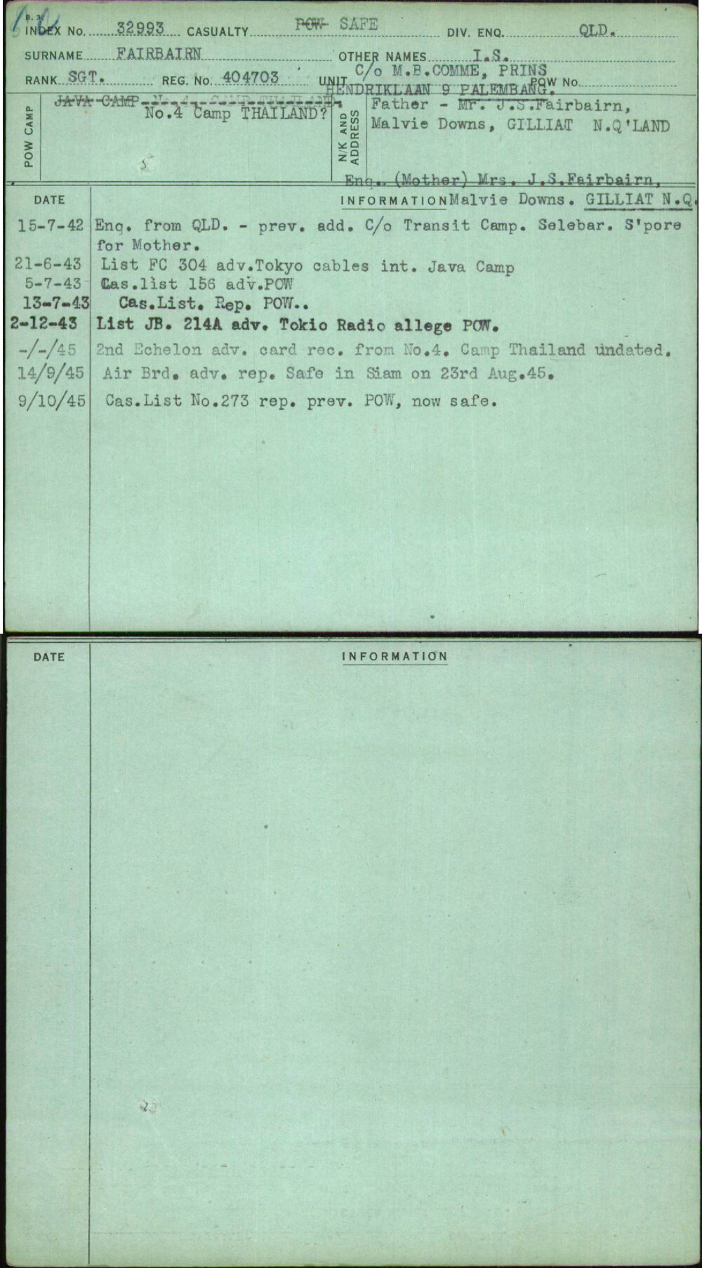 Fairbairn, I S, 404703