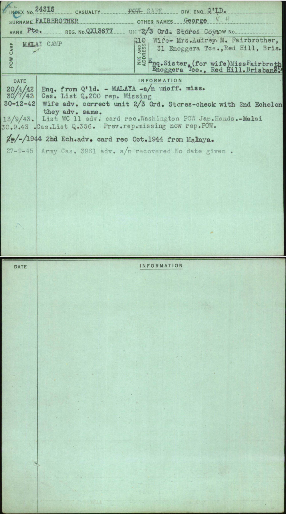 Fairbrother, George, QX13677