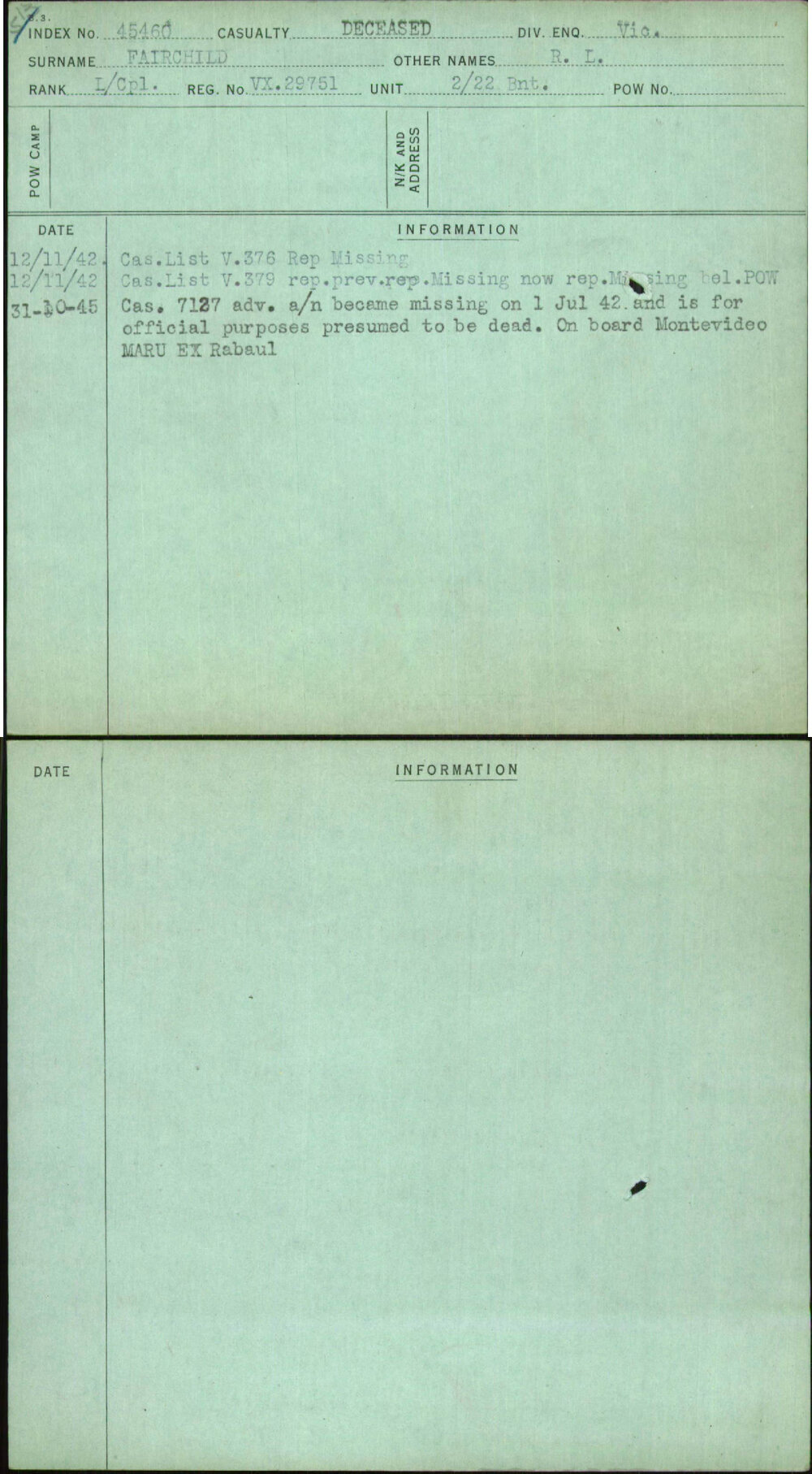 Fairchild, R L, VX29751