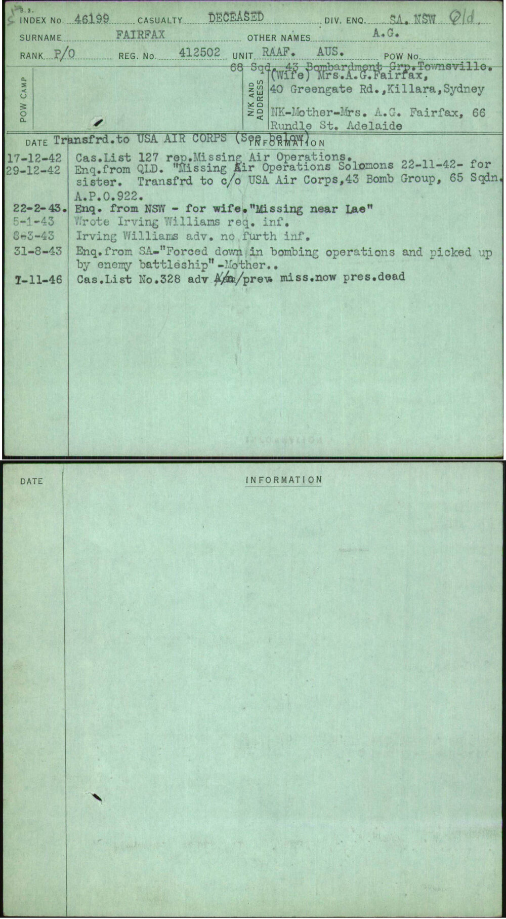 Fairfax, A G, 412502