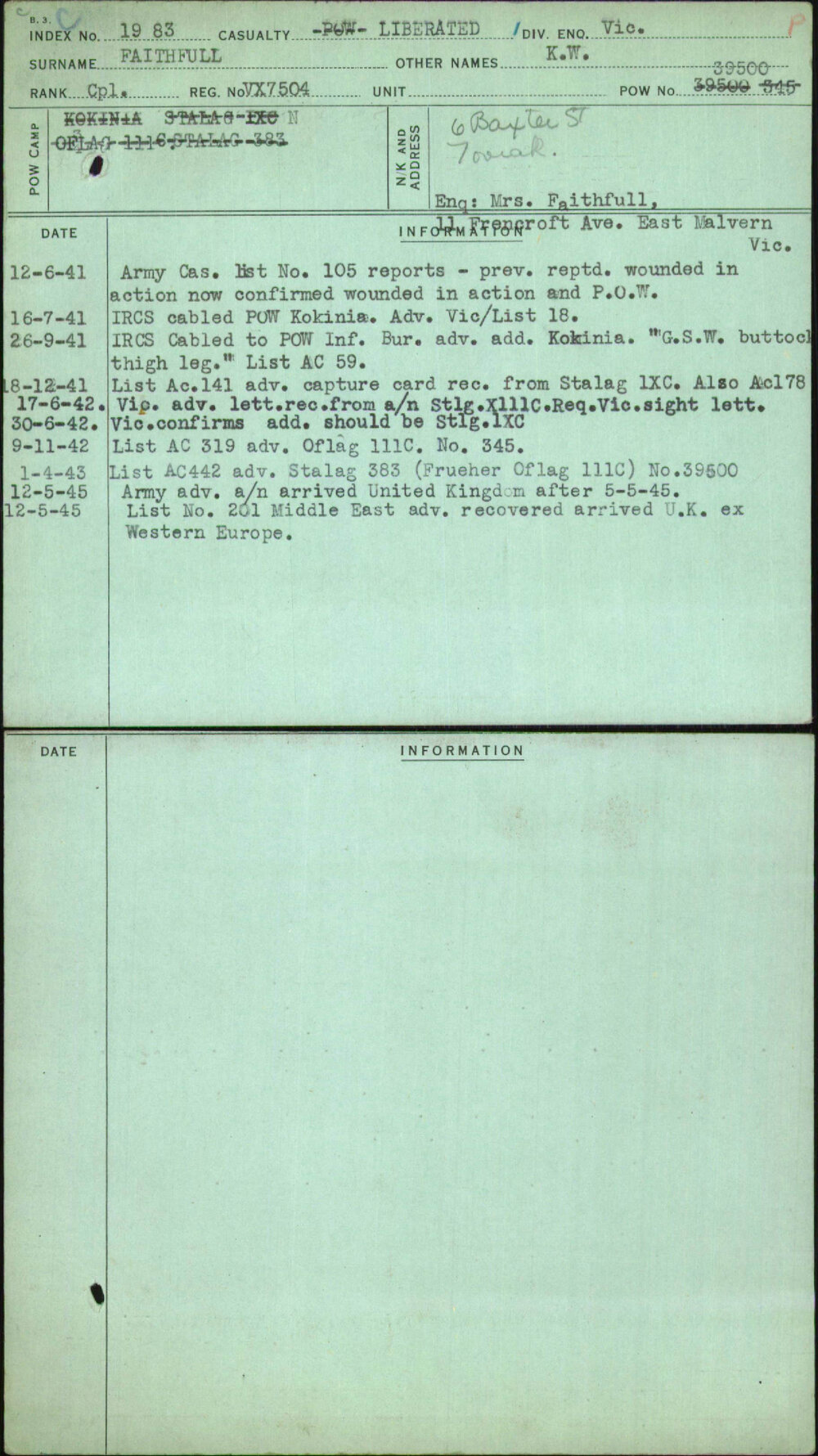 Faithfull, K W, VX7504