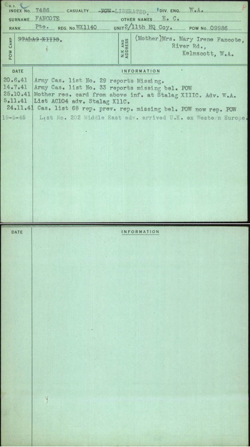Fancote, E C, WX1140