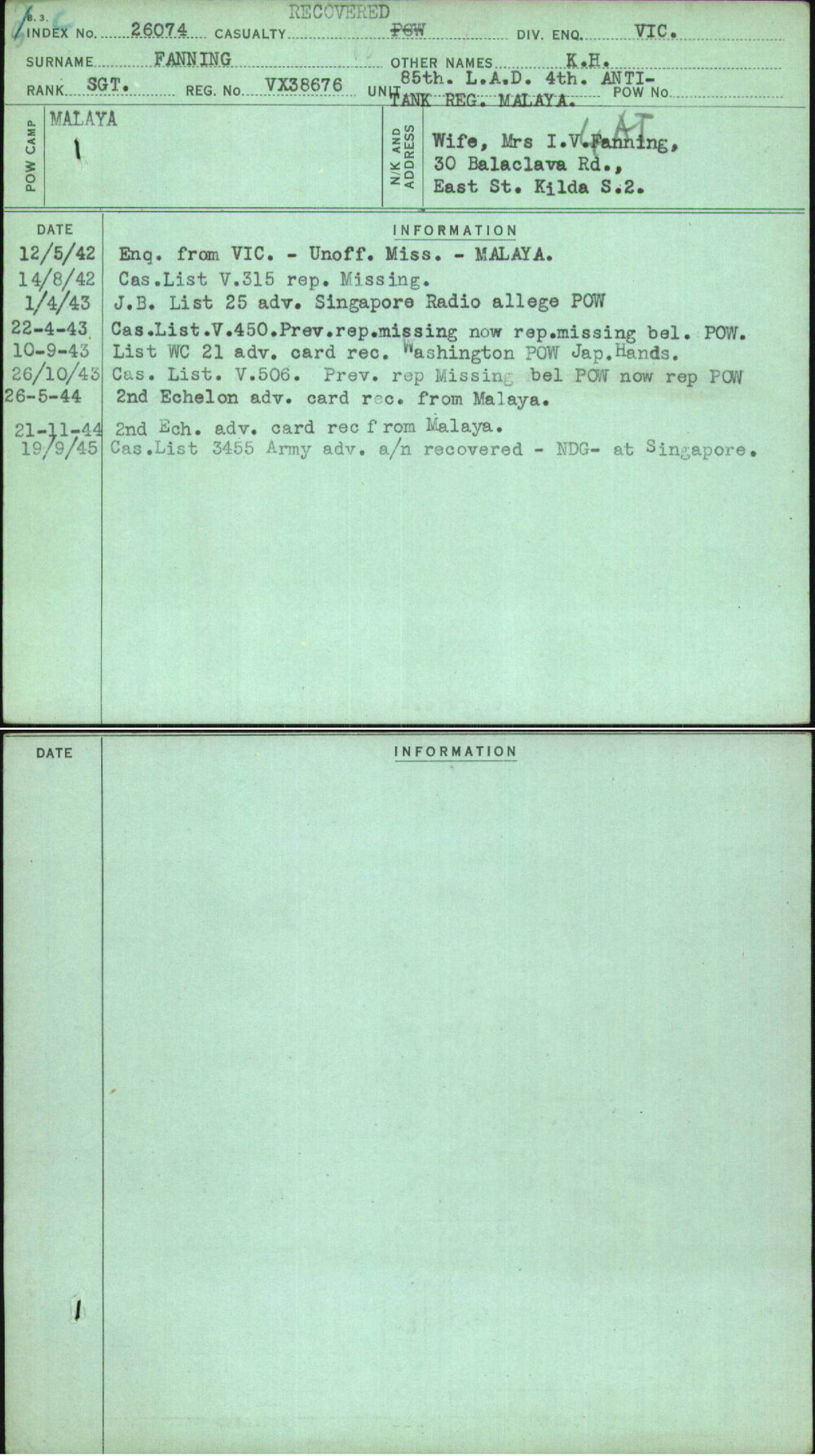 Fanning, K H, VX38676