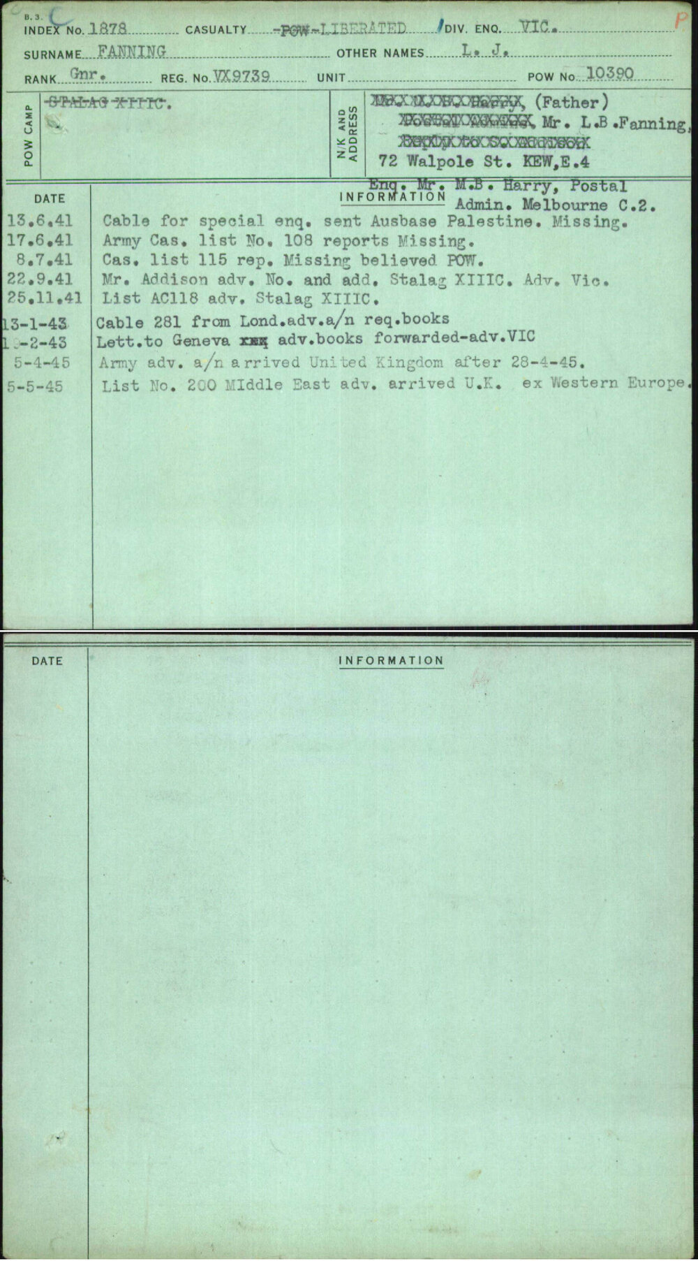 Fanning, L J, VX9739