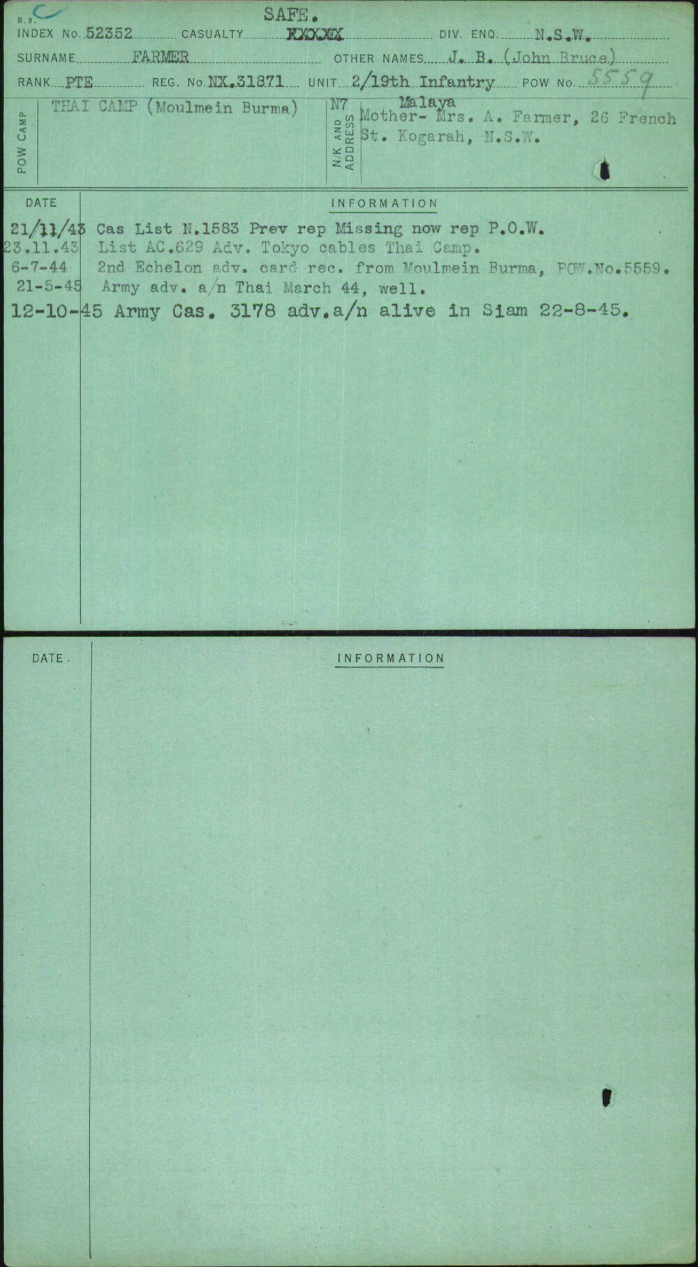 Farmer, J B (John Bruce), NX31871