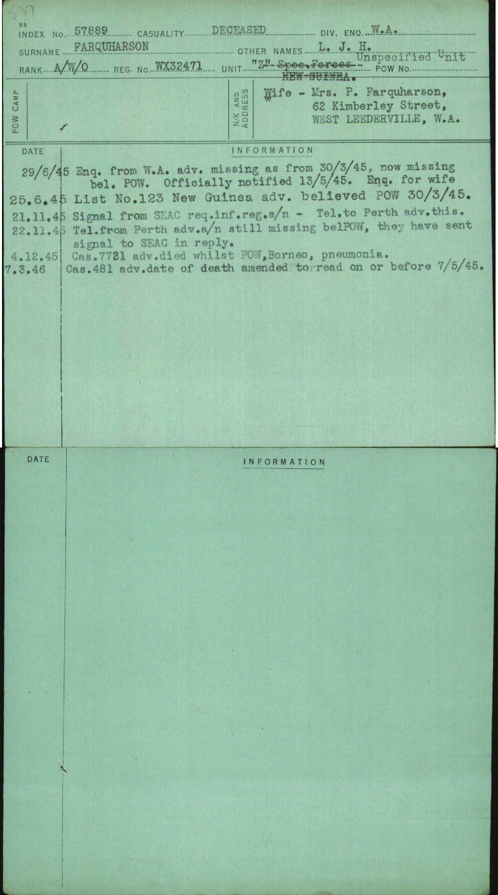 Farquharson, L J H, WX32471