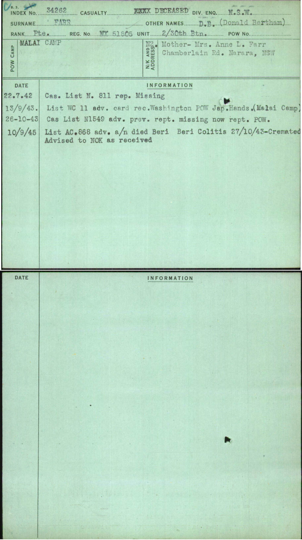 Farr, D B (Donald Bertham), NX51805