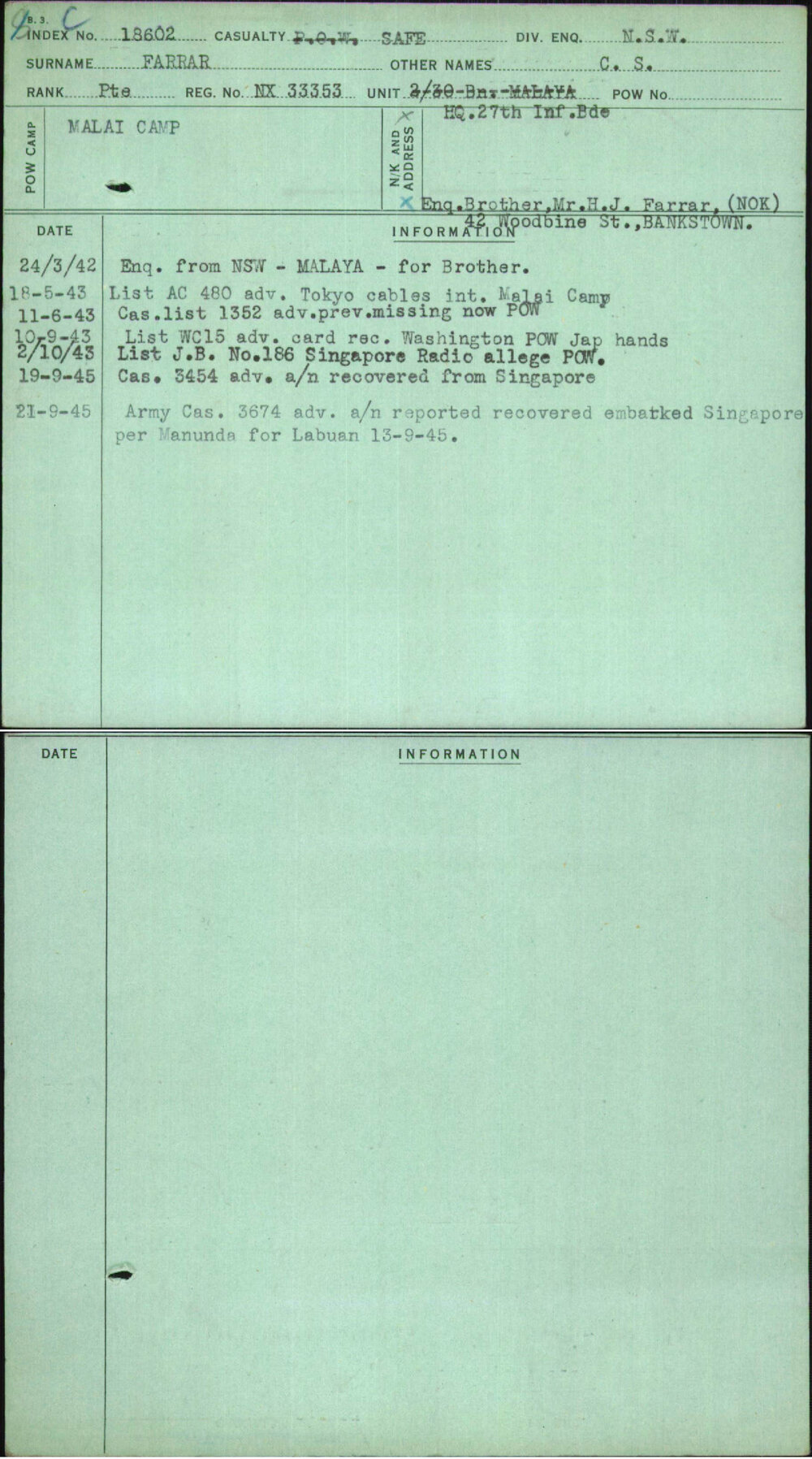 Farrar, C S, NX33353