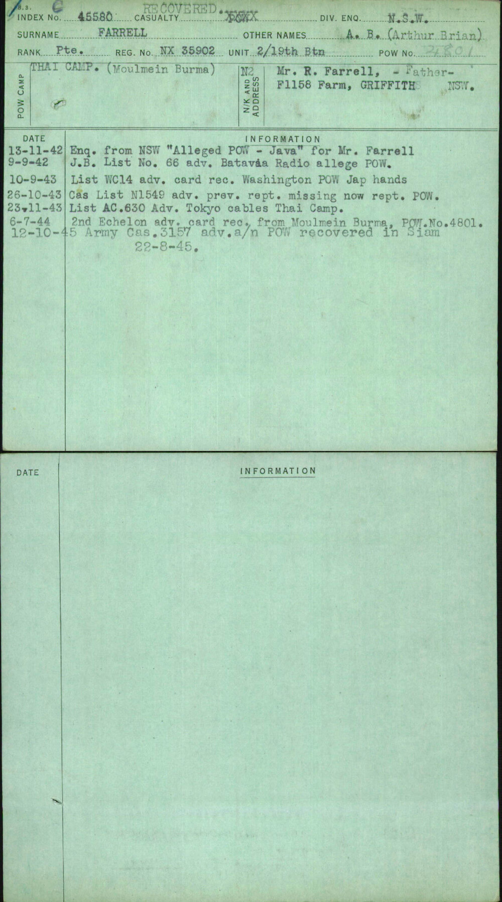 Farrell, A B (Arthur Brian), NX35902
