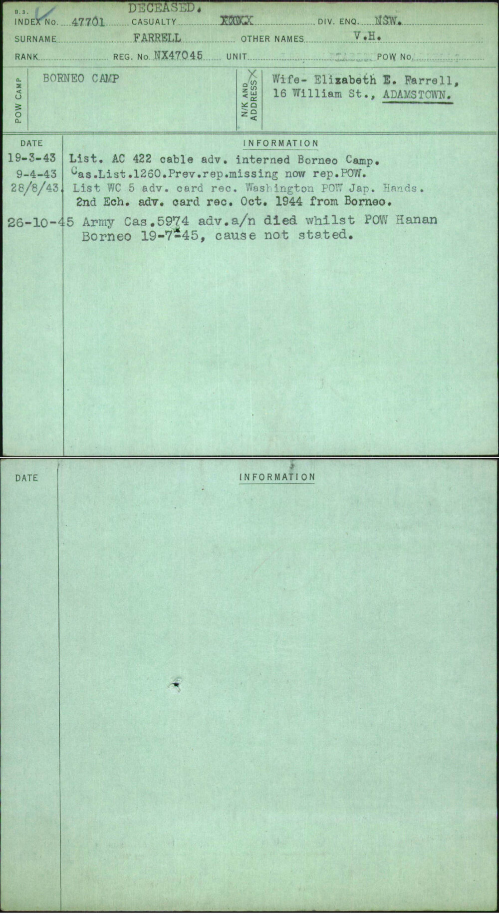 Farrell, V H, NX47045