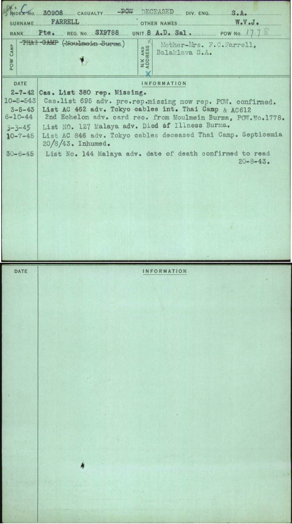 Farrell, W V J, SX9788