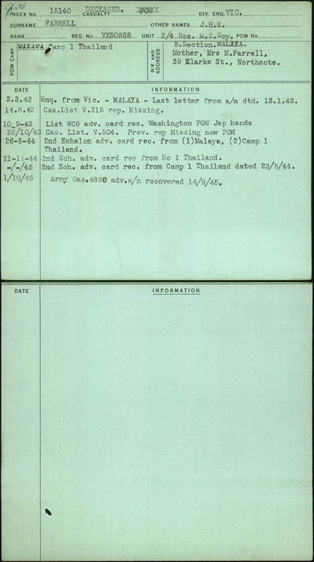 Farrell, J H S, VX50858