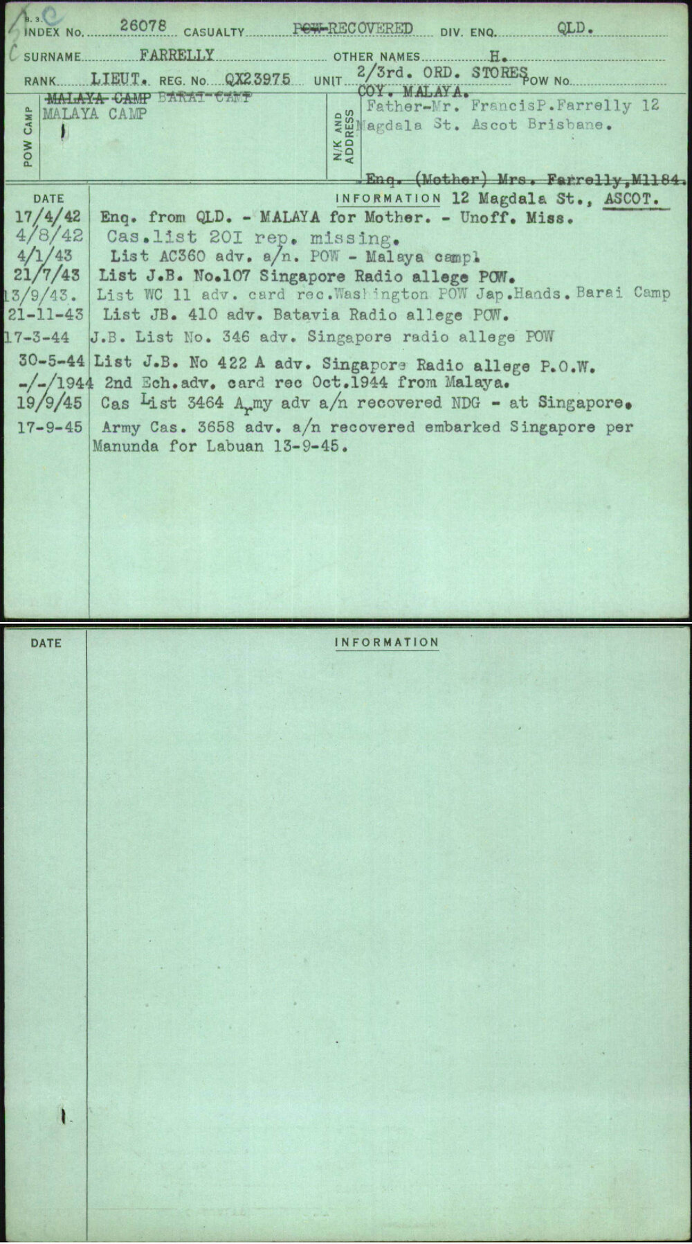 Farrelly, H, QX23975
