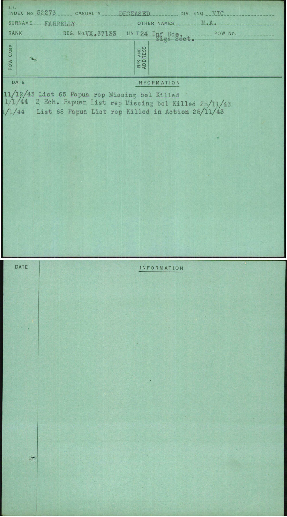 Farrelly, M A, VX37133