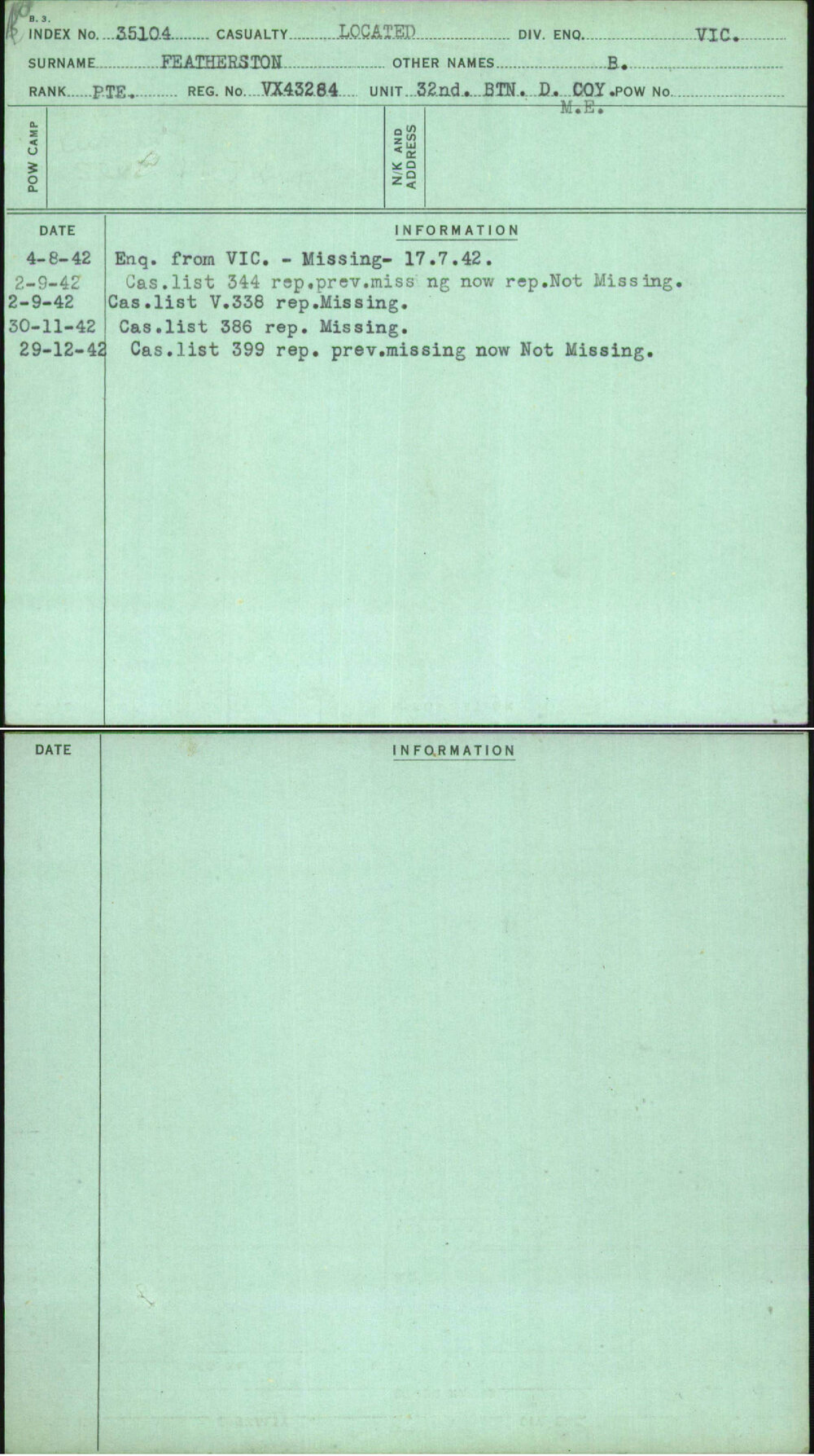 Featherston, B, VX43284