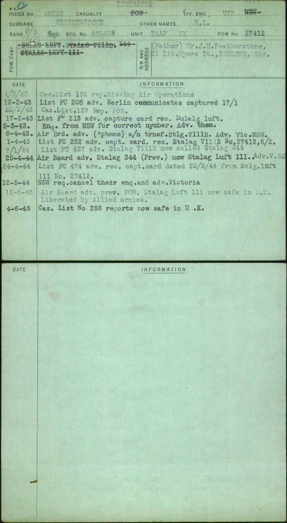 Featherstone, R L, 401428