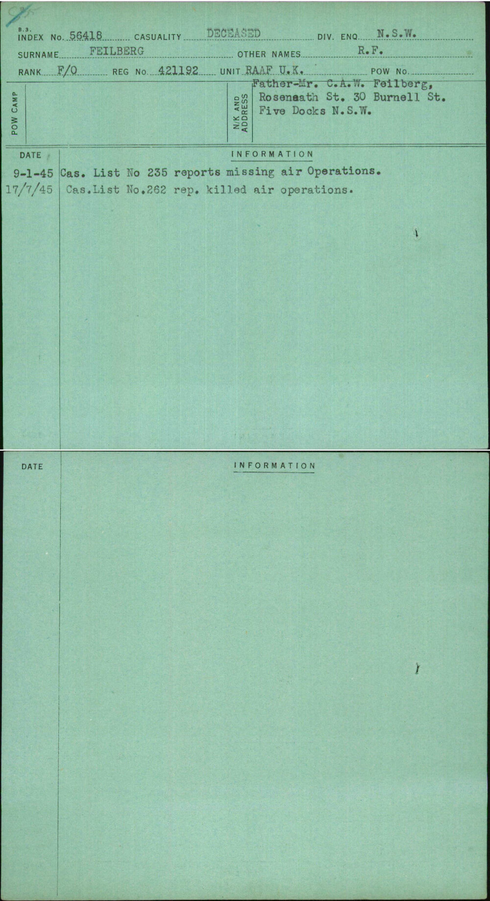 Feilberg, R F, 421192