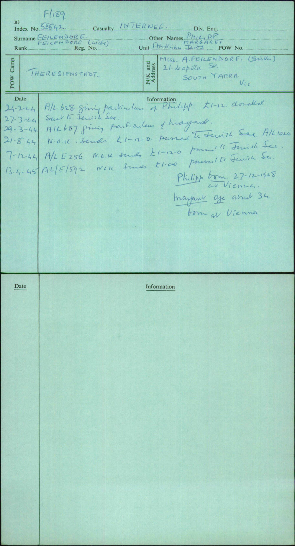 Feilendorf, Philipp, [No Service Number]