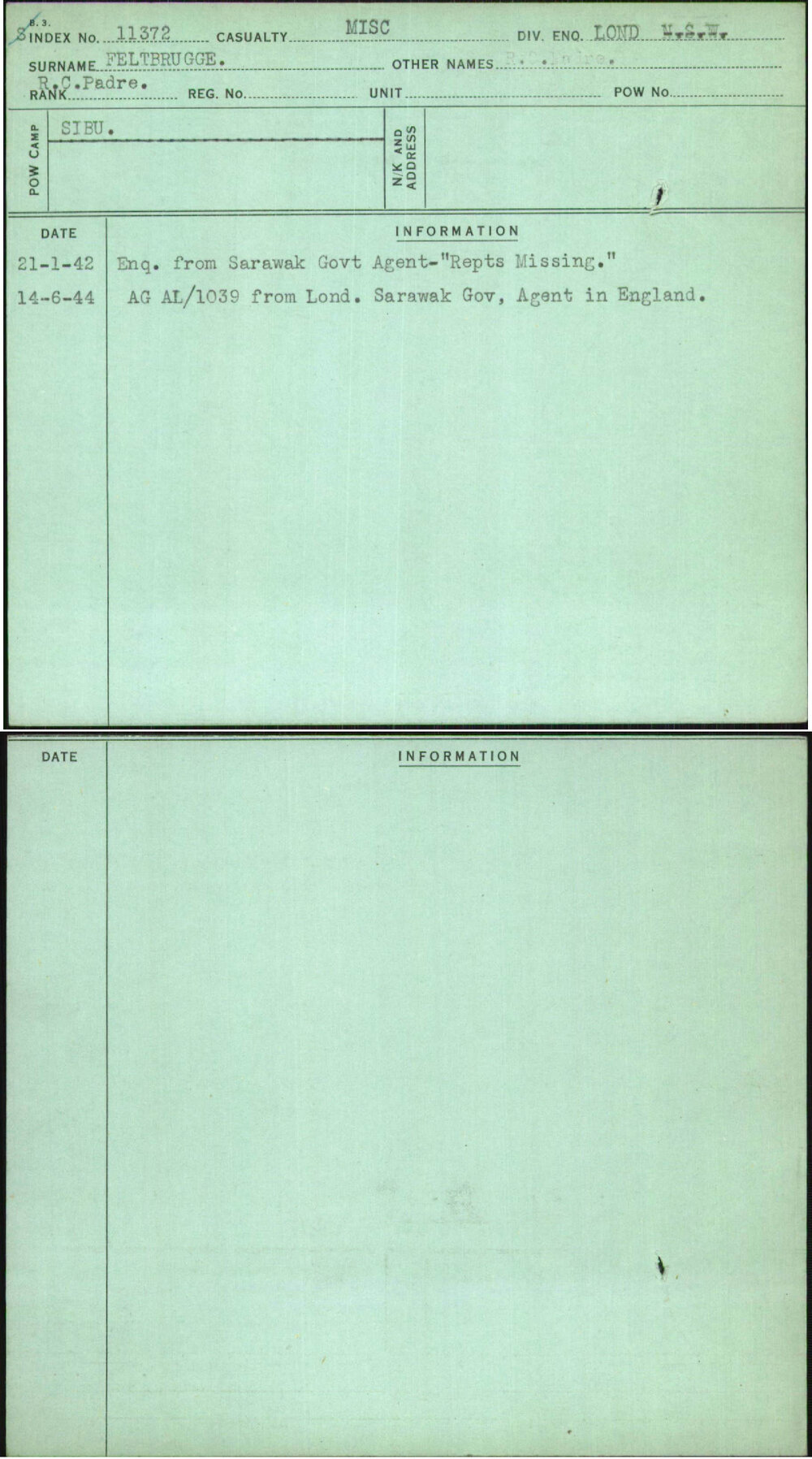Feltbrugge, [No Given Name], [No Service Number]