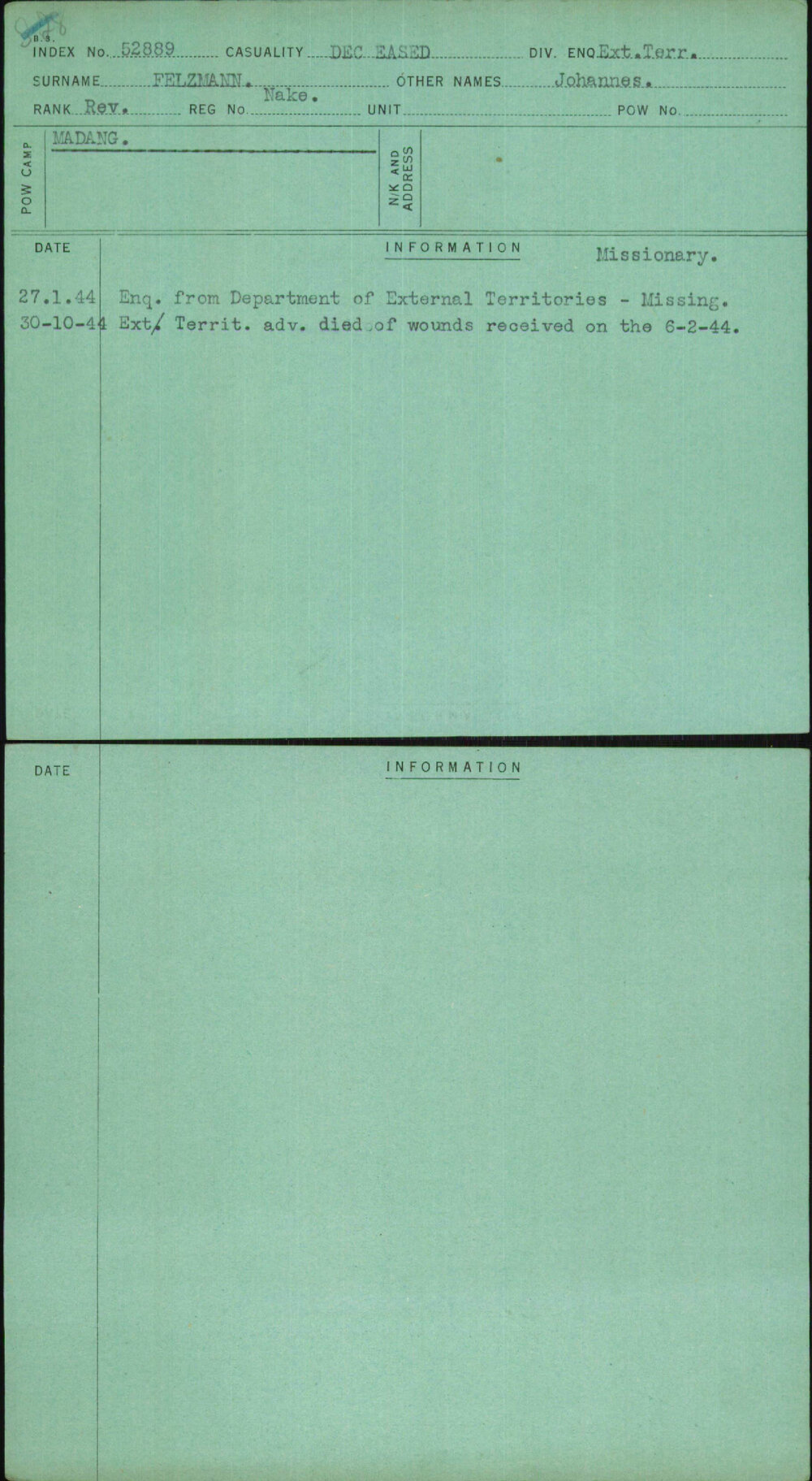 Felzmann, Johannes, Nake