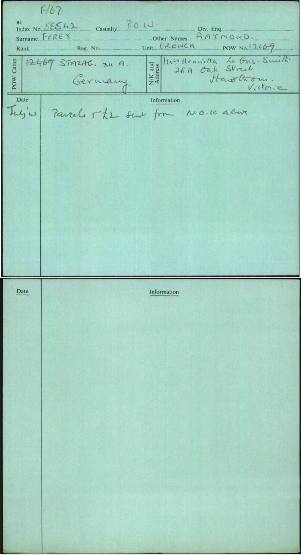 Ferey, Raymond, [No Service Number]