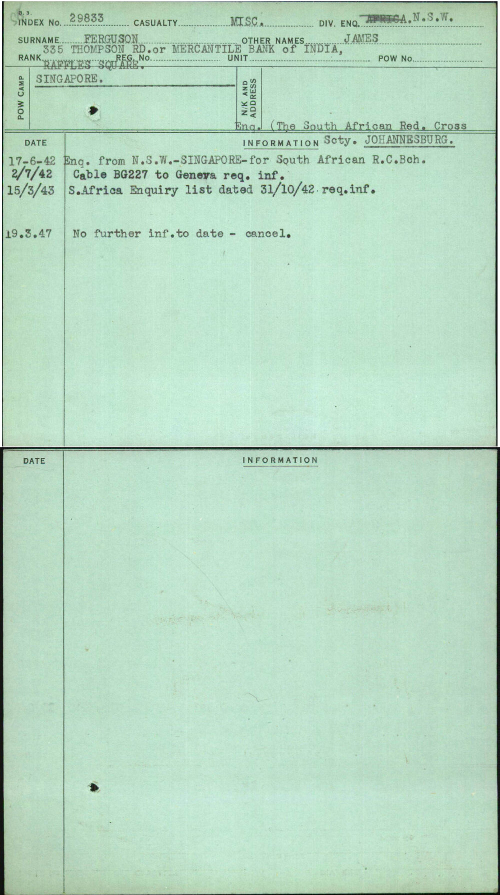 Ferguson, James, [No Service Number]