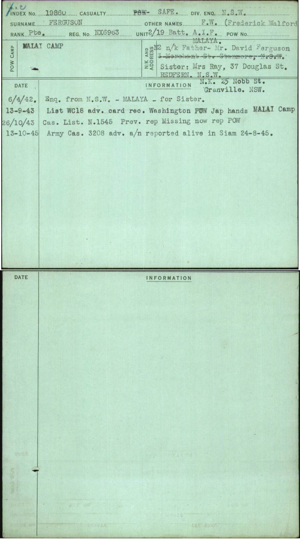 Ferguson, F W (Frederick Walford, NX6963