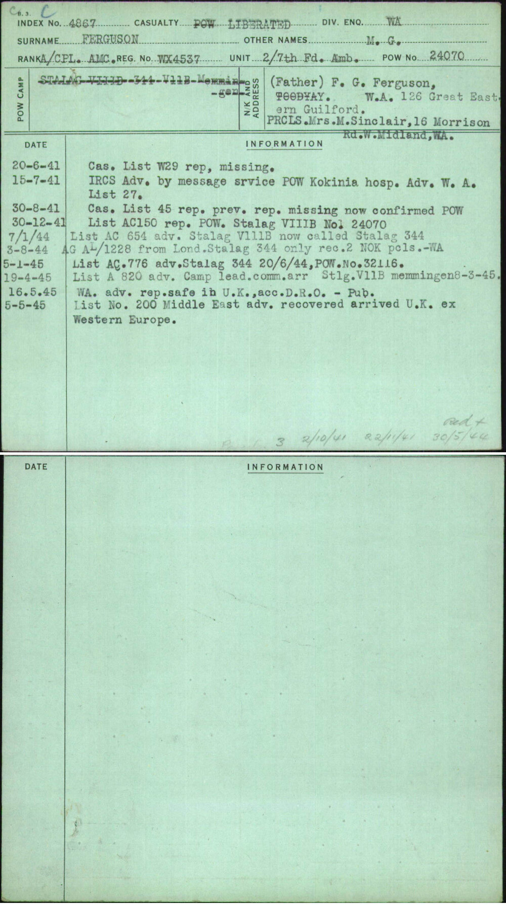 Ferguson, M G, WX4537