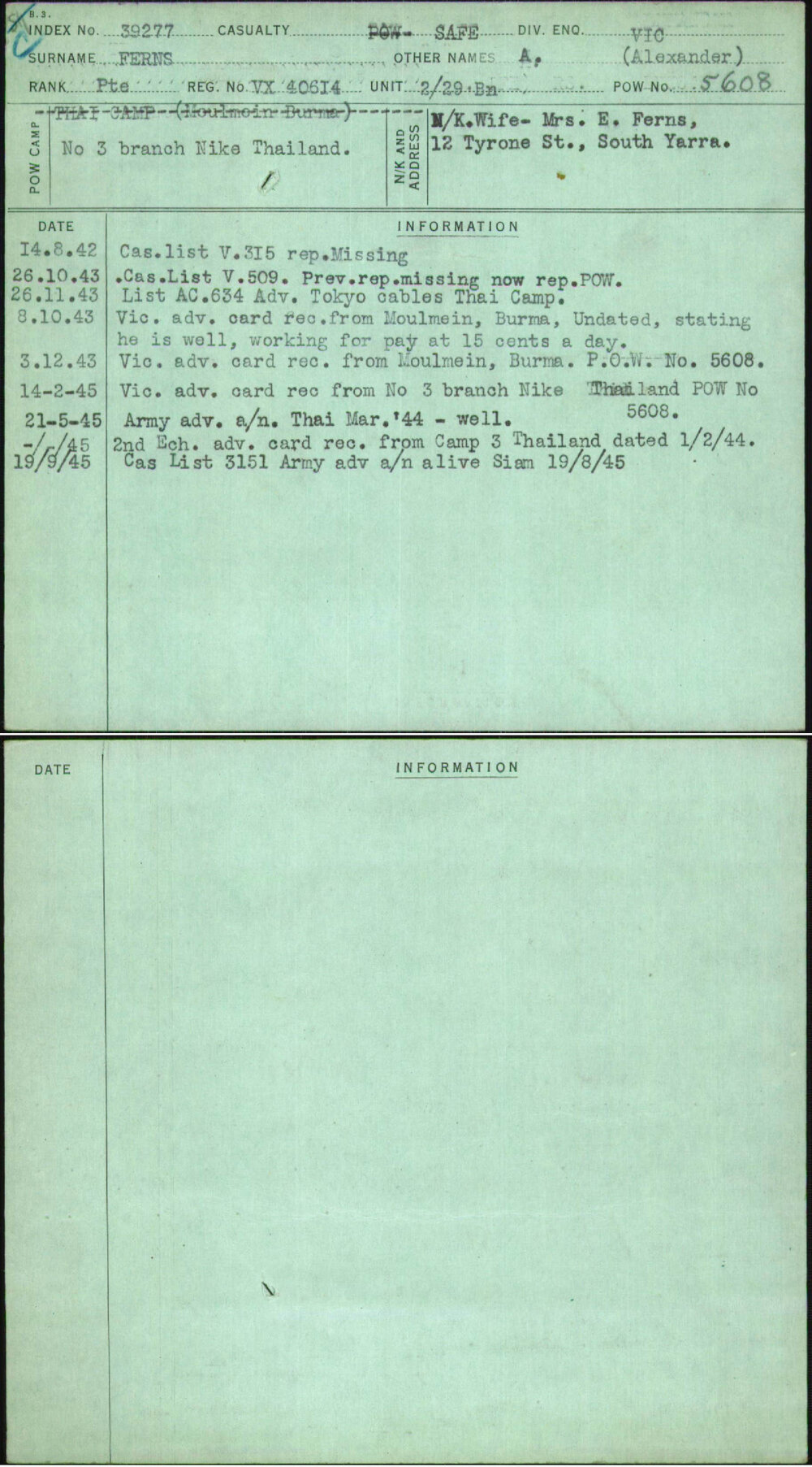 Ferns, A (Alexander), VX40614