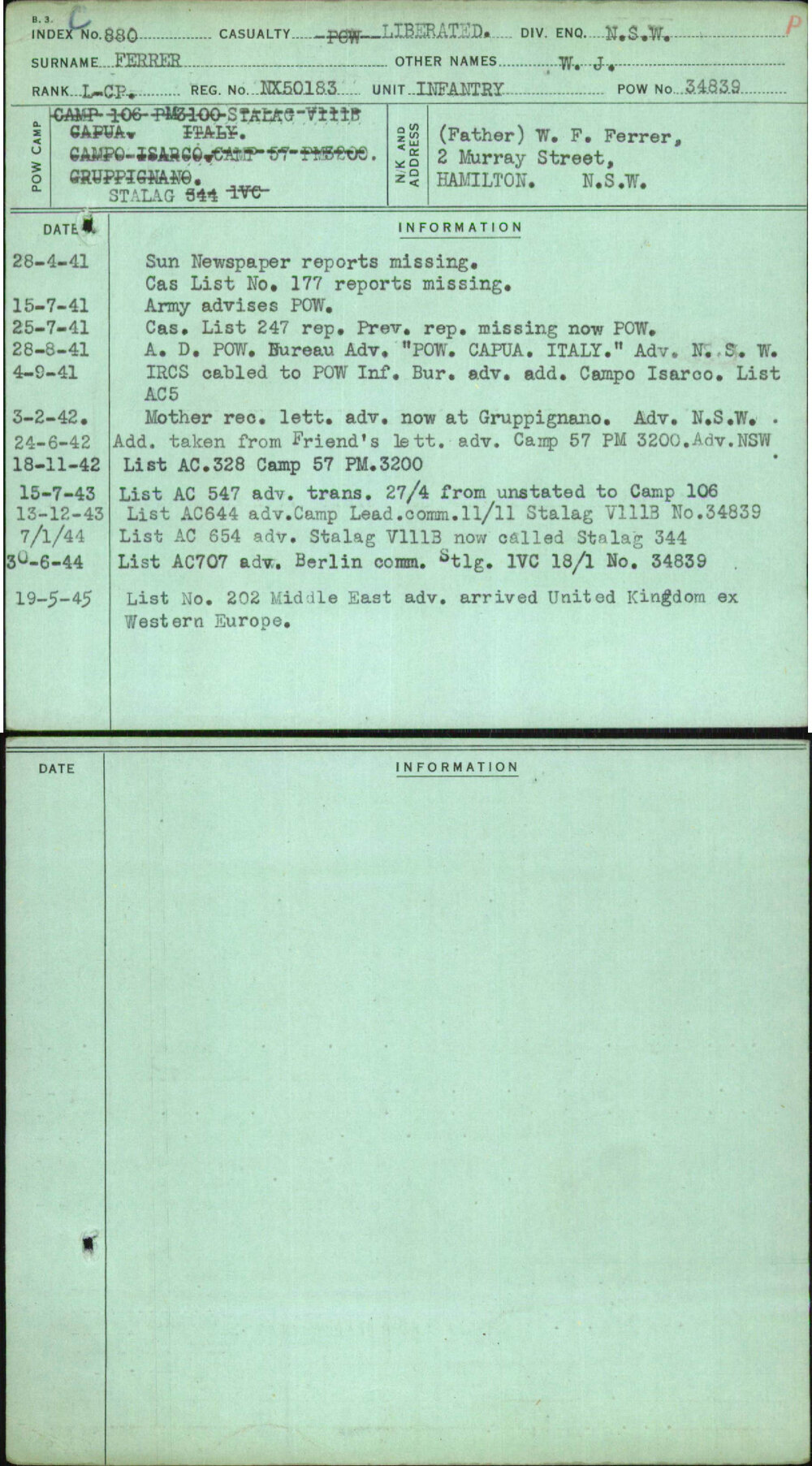 Ferrer, W J, NX50183