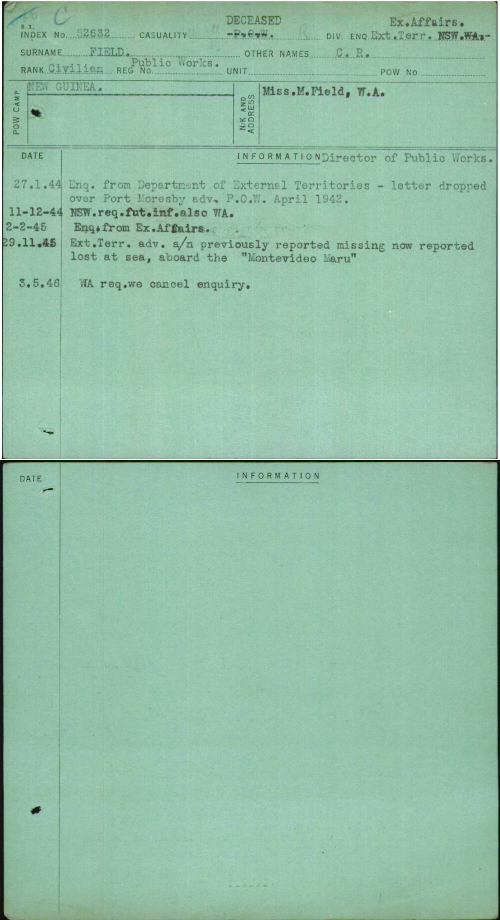 Field, C R, Public Works