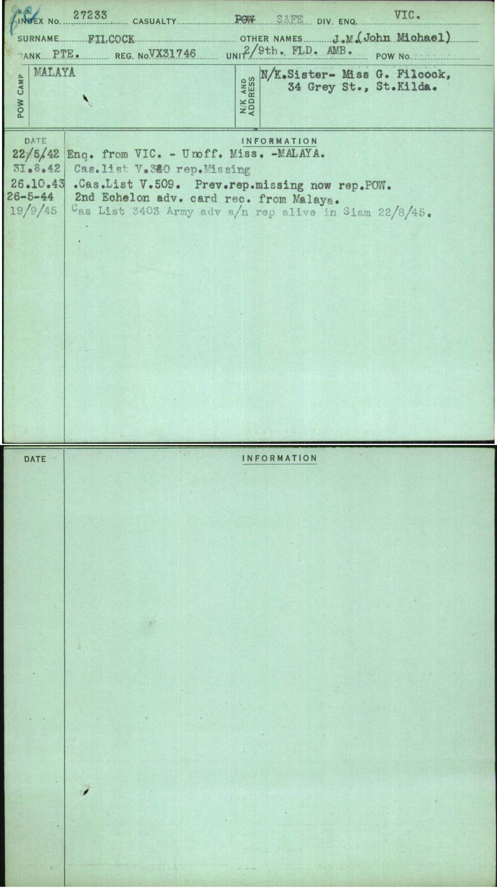 Filcock, J M (John Michael), VX31746