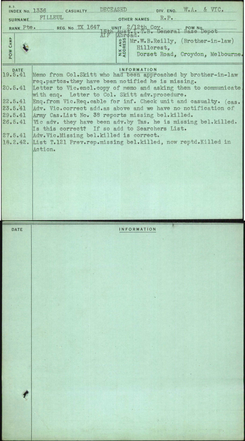 Filleul, R P, TX1647