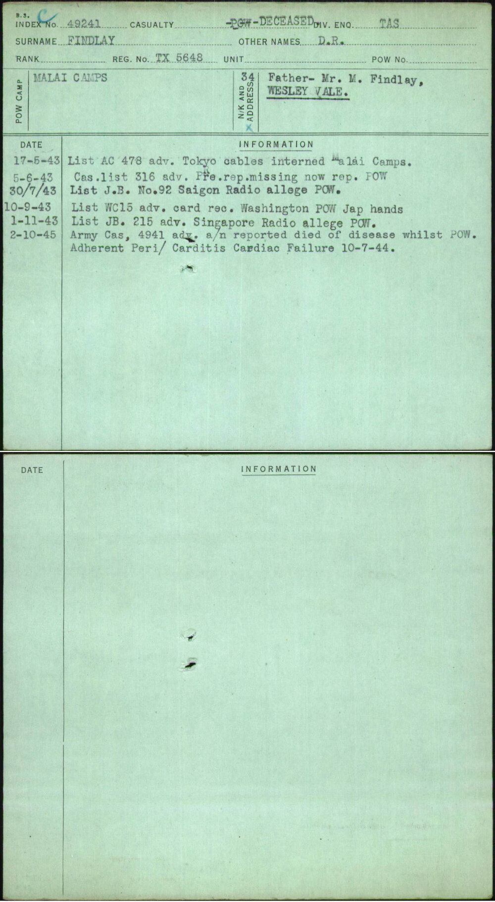 Findlay, D R, TX5648