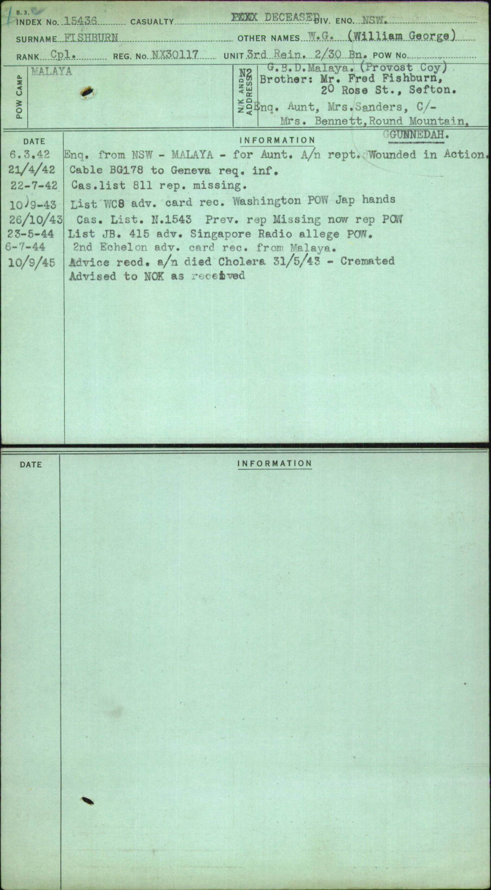 Fishburn, W G (William George), NX30117