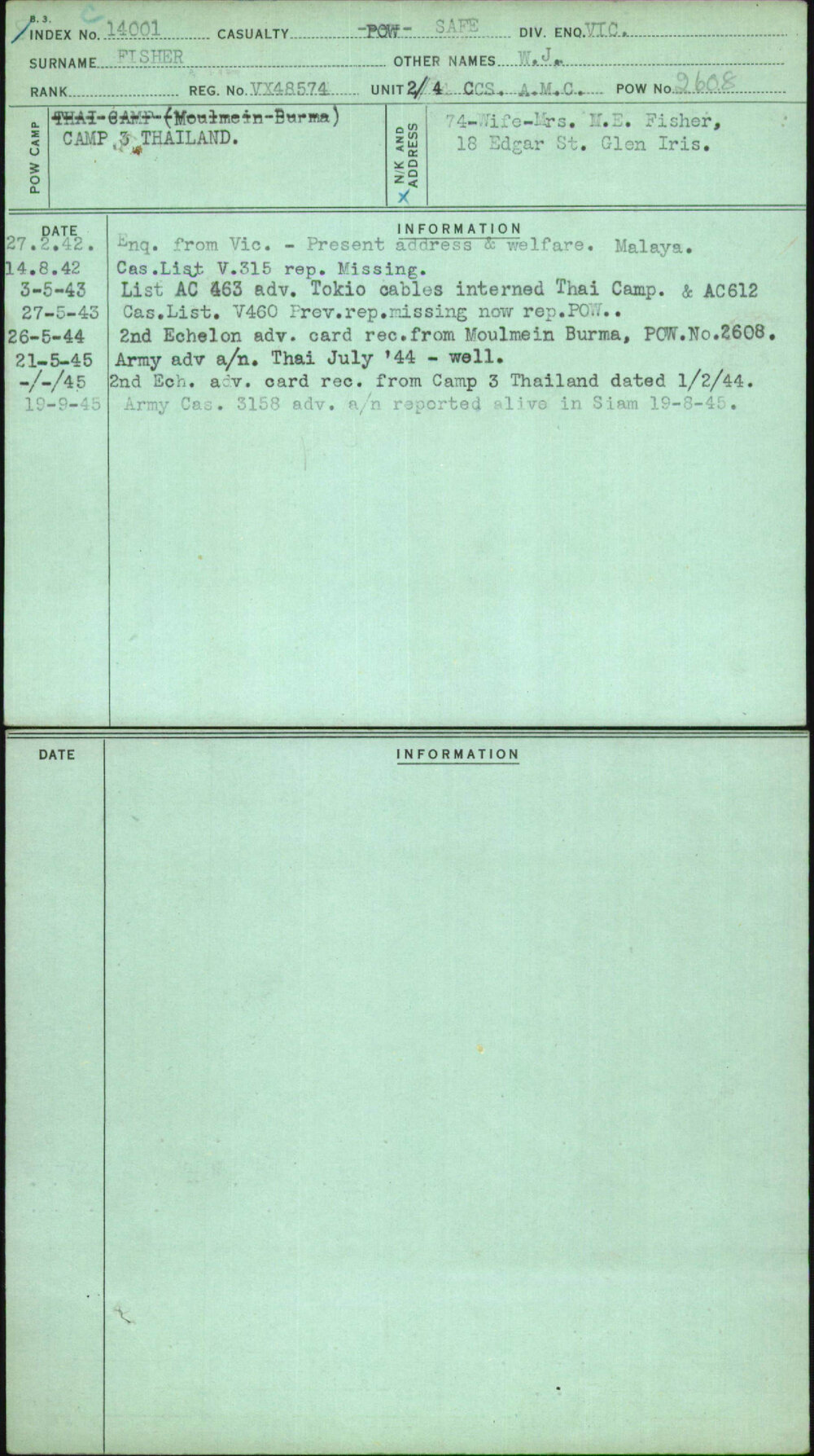 Fisher, W J, VX48574