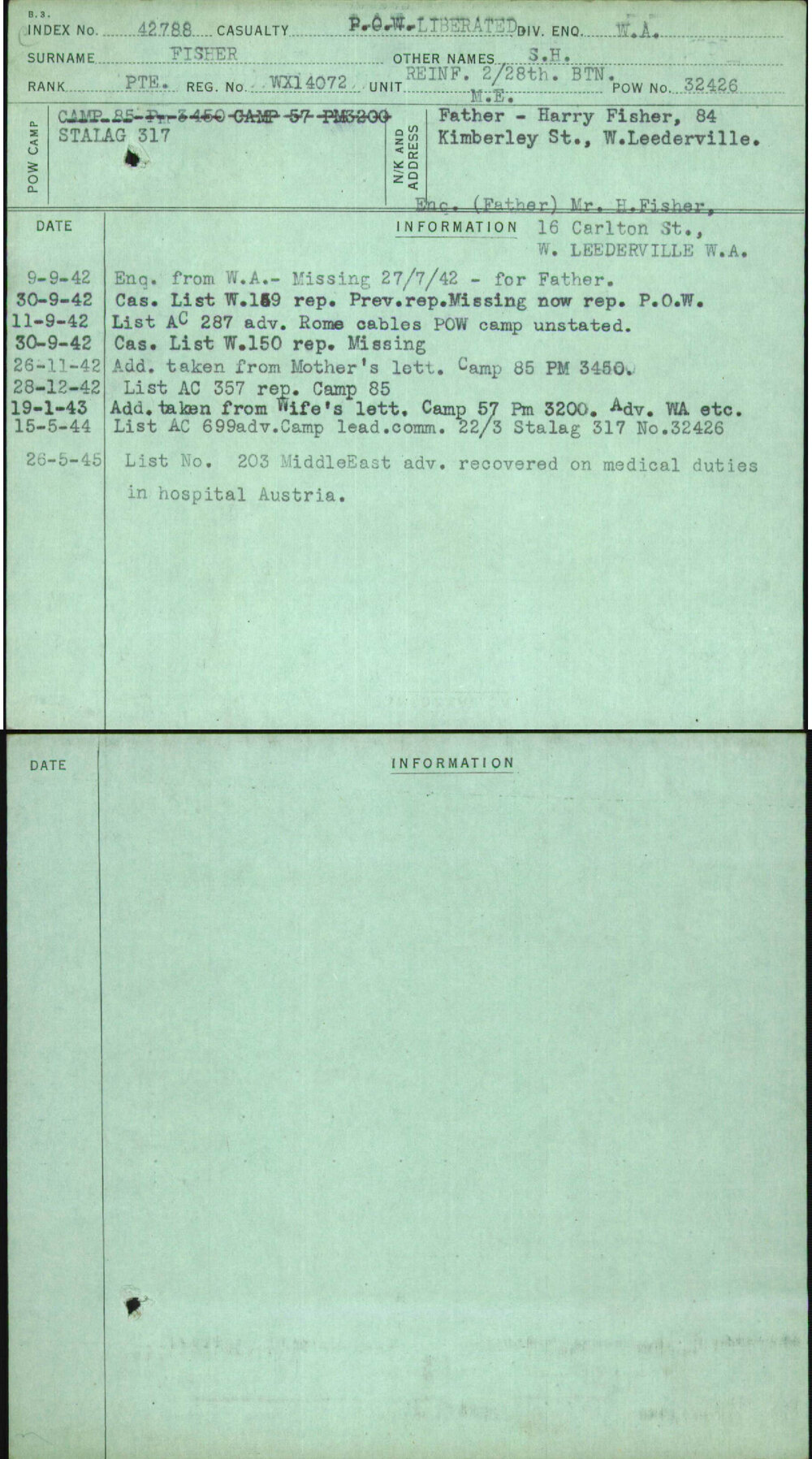 Fisher, S H, WX14072