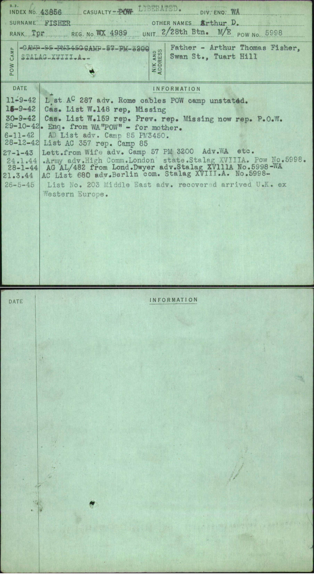 Fisher, Arthur D, WX4989