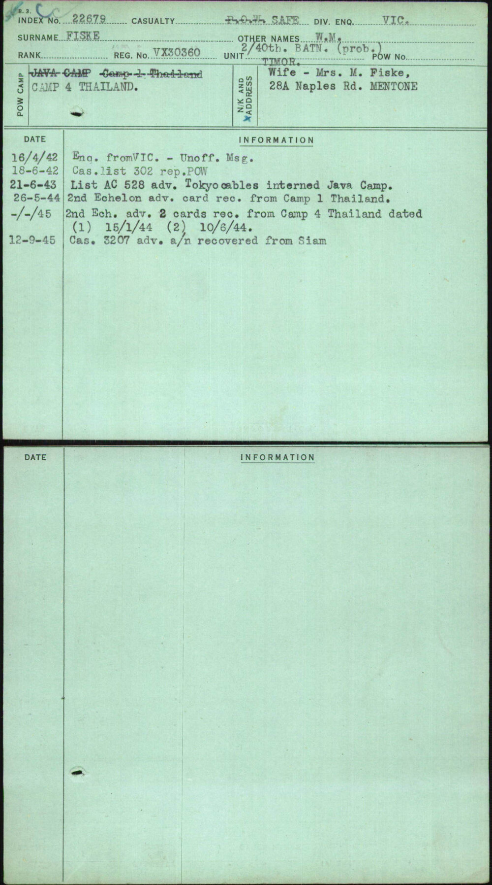Fiske, W M, VX30360