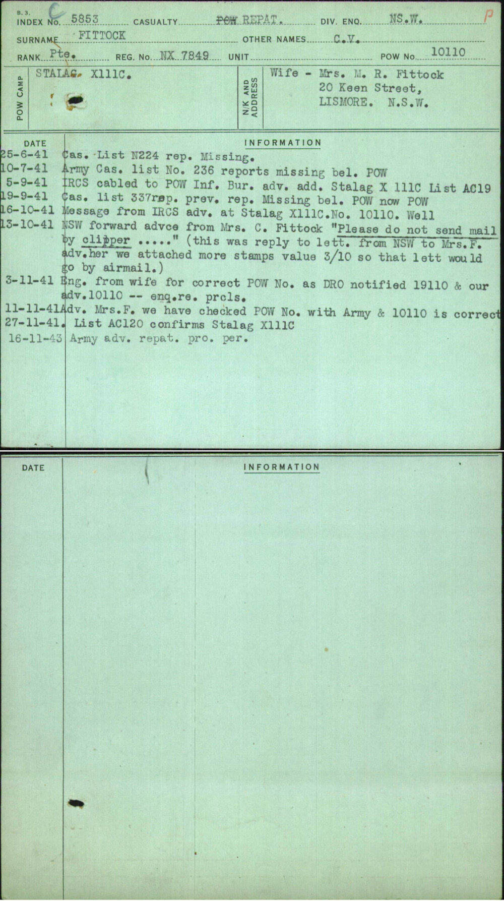 Fittock, C V, NX7849