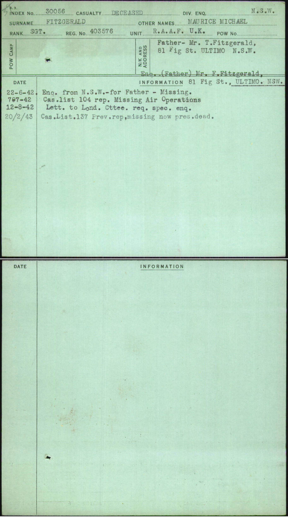 Fitzgerald, Maurice Michael, 403576