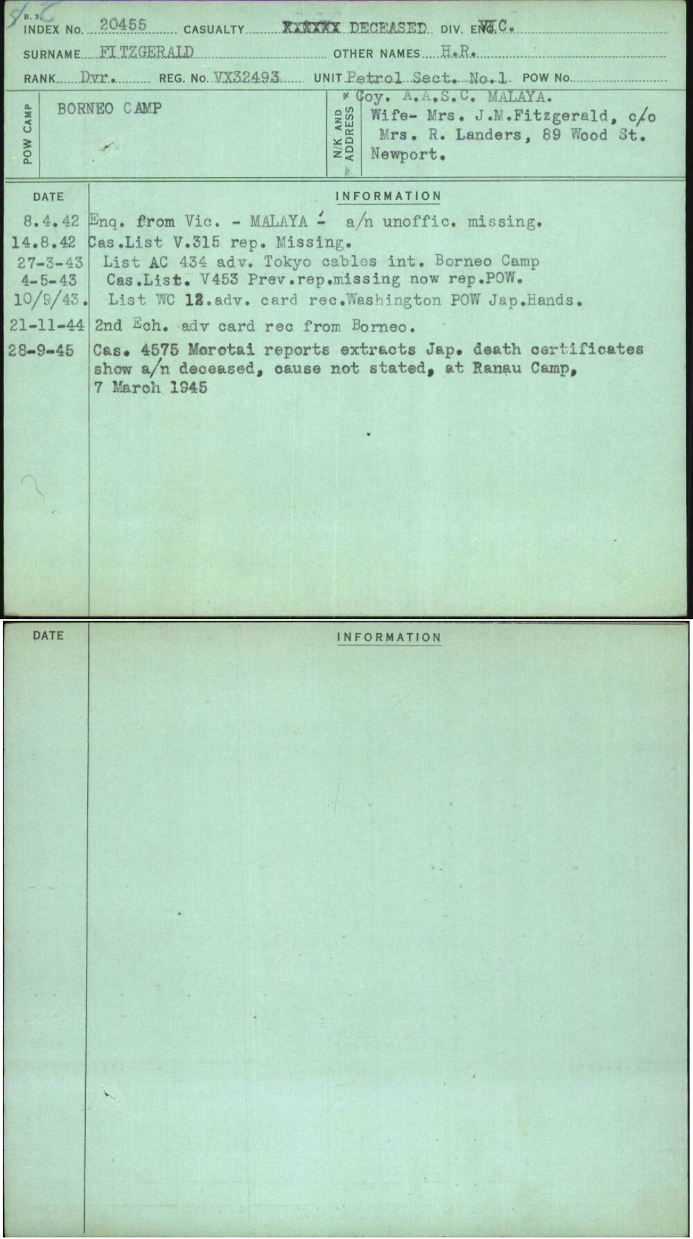 Fitzgerald, H R, VX32493