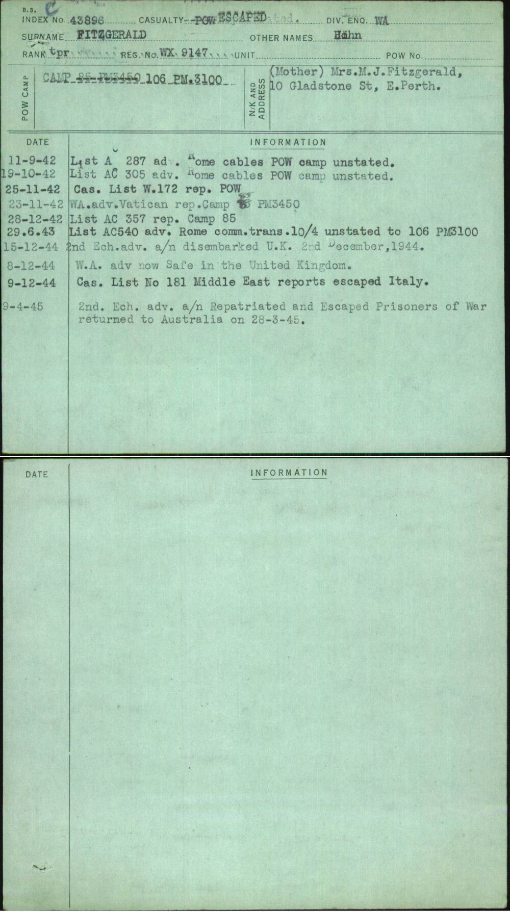 Fitzgerald, Hohn, WX9147