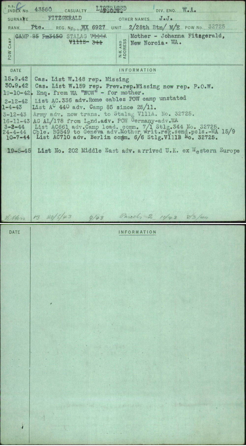 Fitzgerald, J J, WX6927